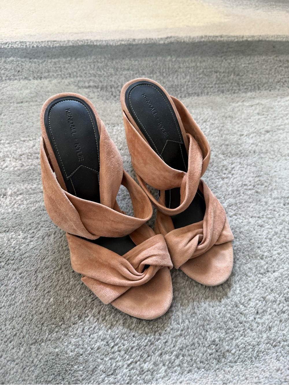 Kendall & Kylie Dusty Pink Suede Twist Slide Heels